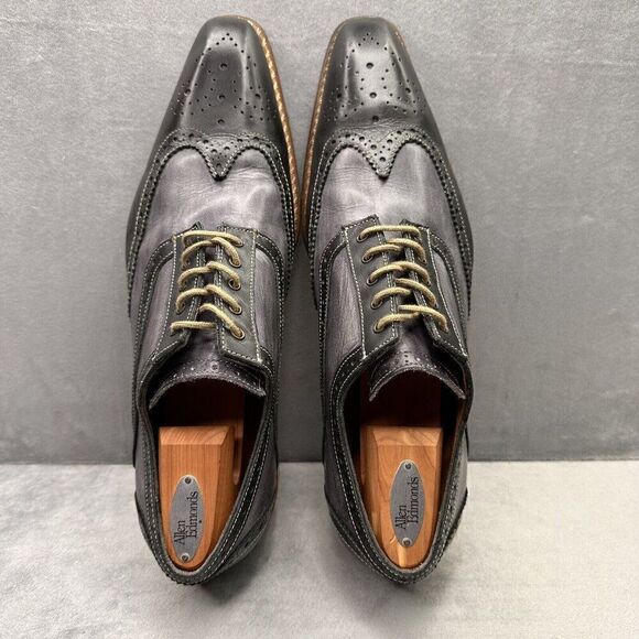 Jose Real Florence Mens Size 46 (US 13) Wingtip Oxford Jet Black Charcoal Veloce - Picture 6 of 10